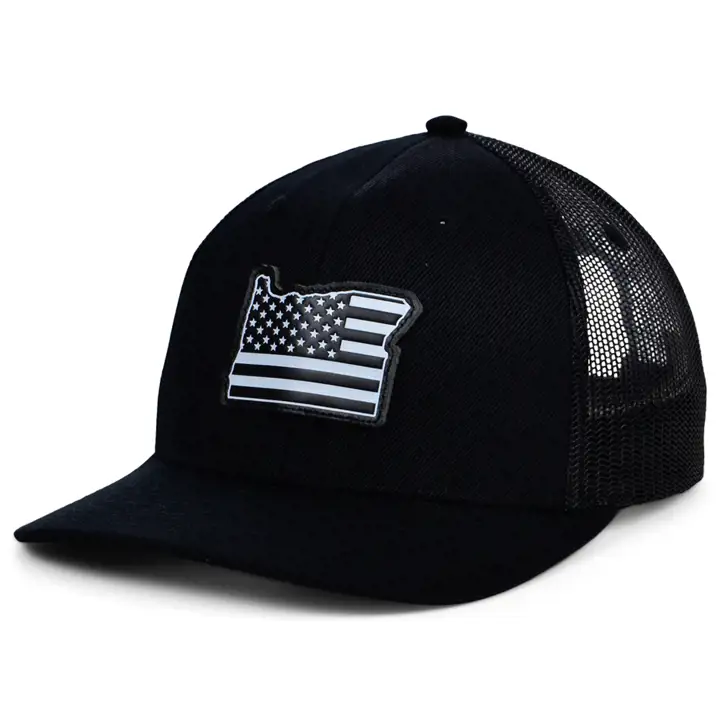 OREGON BLKWHTBLK Casquette de camionneur en cuir USA Patch BLK/WHT/BLK