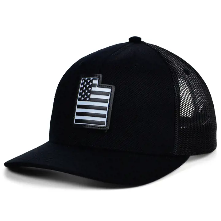 UTAH BLKWHTBLK Casquette de camionneur en cuir USA BLK/WHT/BLK