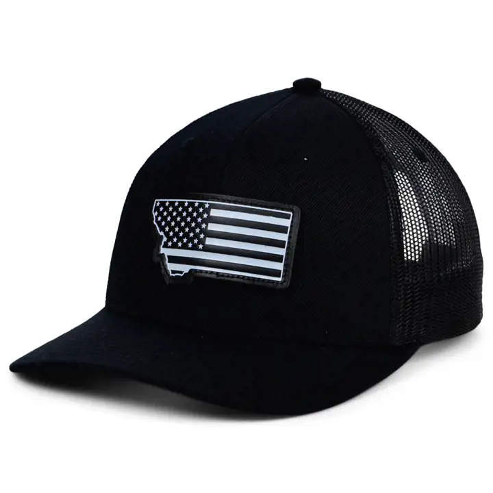 MONTANA BLKWHTBLK Cuir Écusson USA Trucker BLK/WHT/BLK