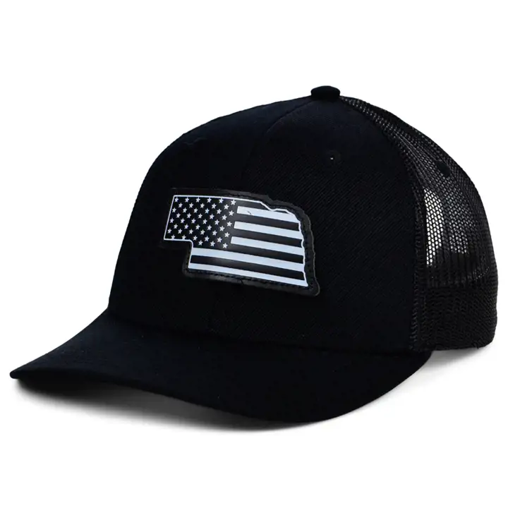 NEBRASKA BLKWHTBLK Cuir USA Patch Trucker BLK/WHT/BLK