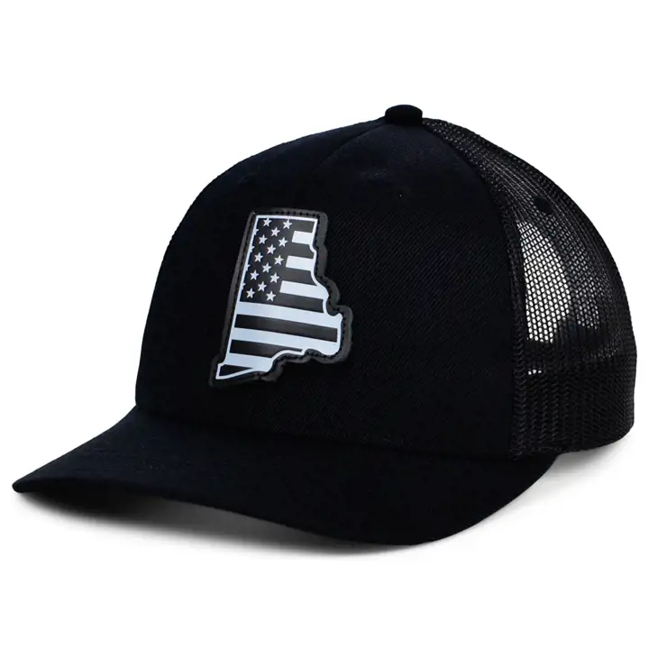 RHODE ISLAND BLKWHTBLK Leather USA Patch Trucker BLK/WHT/BLK