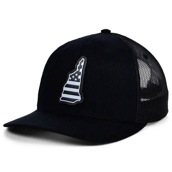 Casquette de routier New Hampshire BLKWHTBLK en cuir USA Patch BLK/WHT/BL