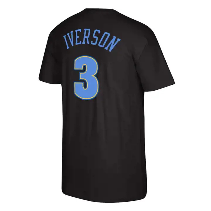 T-shirt pour joueur NBA Denver Nuggets Allen Iverson noir