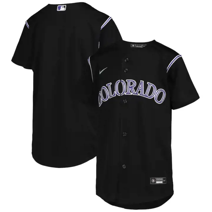Maillot vierge officiel Colorado Rockies MLB pour jeune noir
