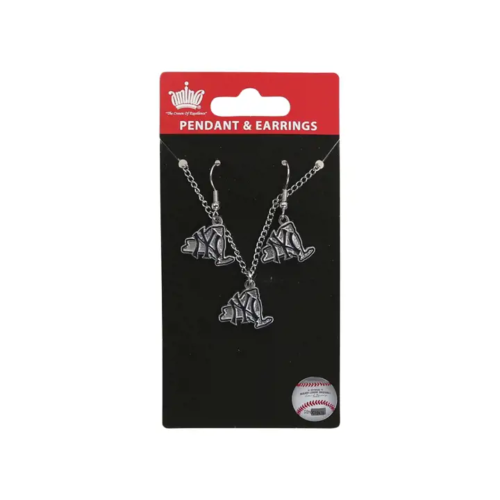 Ensemble Boucles d'oreilles et Pendentif New York Yankees Design État ast