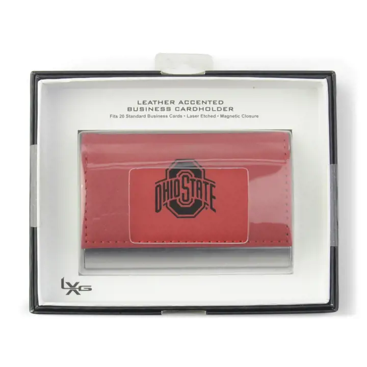 Porte-cartes de visite Ohio State Buckeyes en velours avec accents rouges