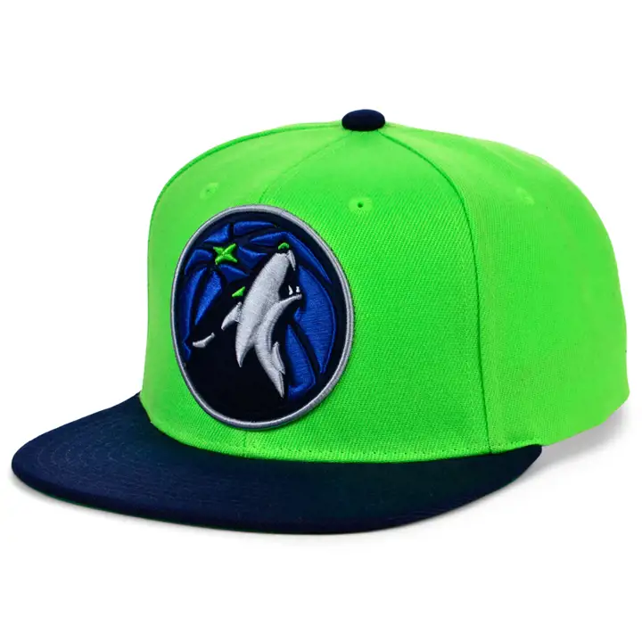 MINNESOTA TIMBERWOLVES NBA XL WORDMARK SNAPBACK LIME/NAVY
