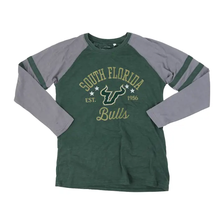 T-shirt à manches longues colorblock vintage NCAA South Florida Bulls pour femme