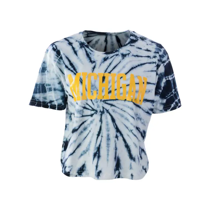 T-shirt court tie-dye Michigan Wolverines NCAA pour femme – BLEU MARINE