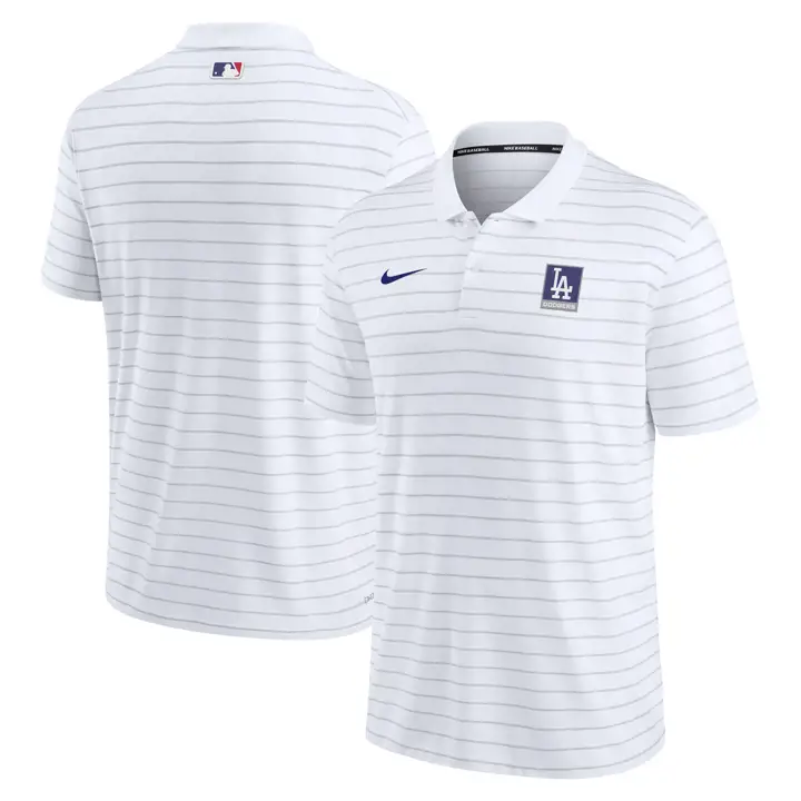 Los Angeles Dodgers MLB Polo rayé AC blanc