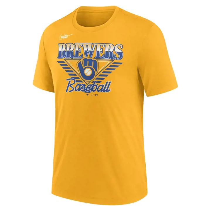 T-shirt mélangé Tri-Blend MLB Milwaukee Brewers Coop Rewind gl