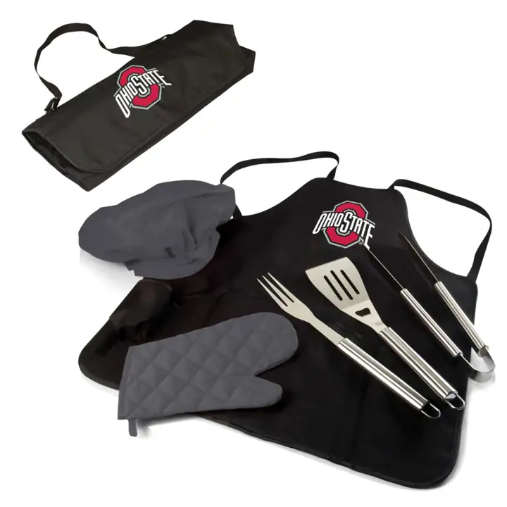 Ohio State Buckeyes Tablier de barbecue et sac isotherme avec kit de grillade professionnel Ast