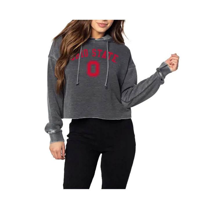 Ohio State Buckeyes NCAA Sweat à capuche Campus Femme effet vieilli Charbon