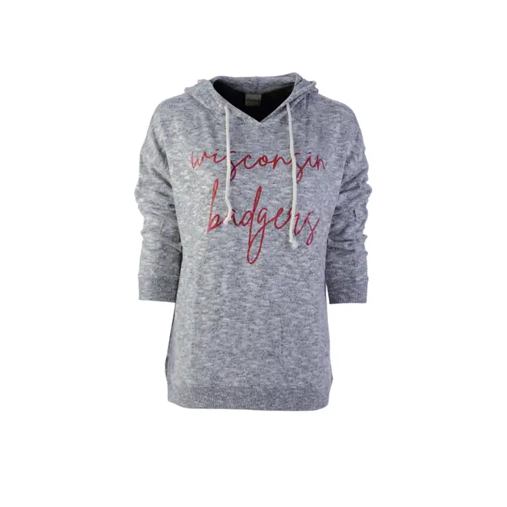 Sweat à capuche polaire douillet femme NCAA Wisconsin Badgers gry