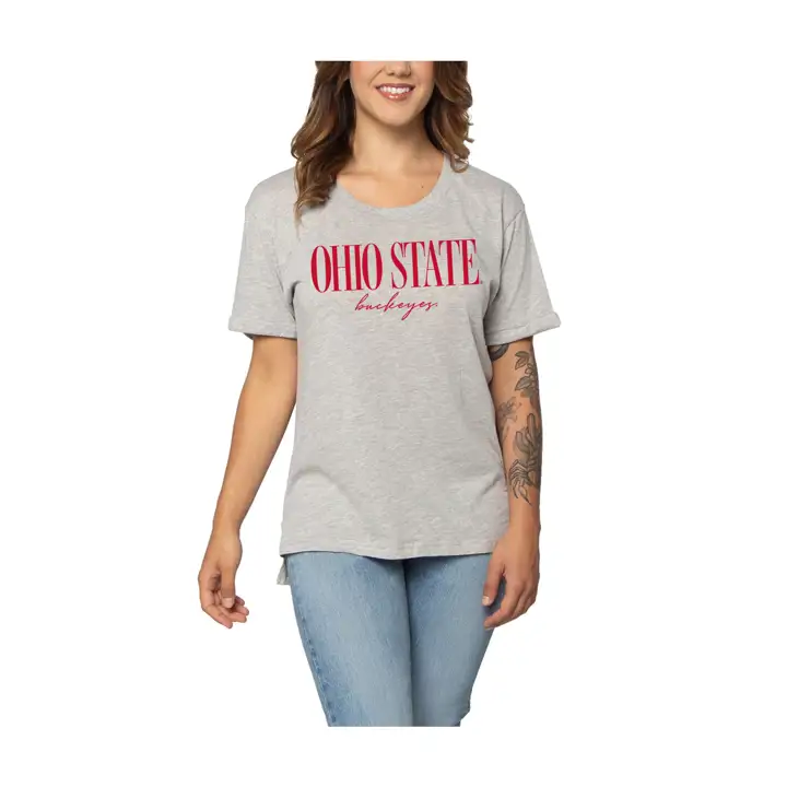 T-shirt indispensable pour femme NCAA Ohio State Buckeyes 21 gry