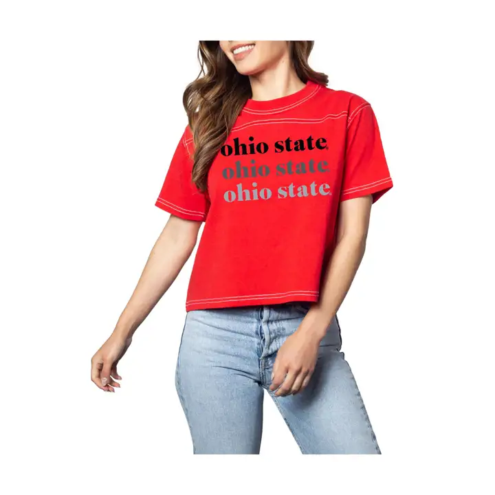 T-shirt trucker femme NCAA Ohio State Buckeyes 21 rouge