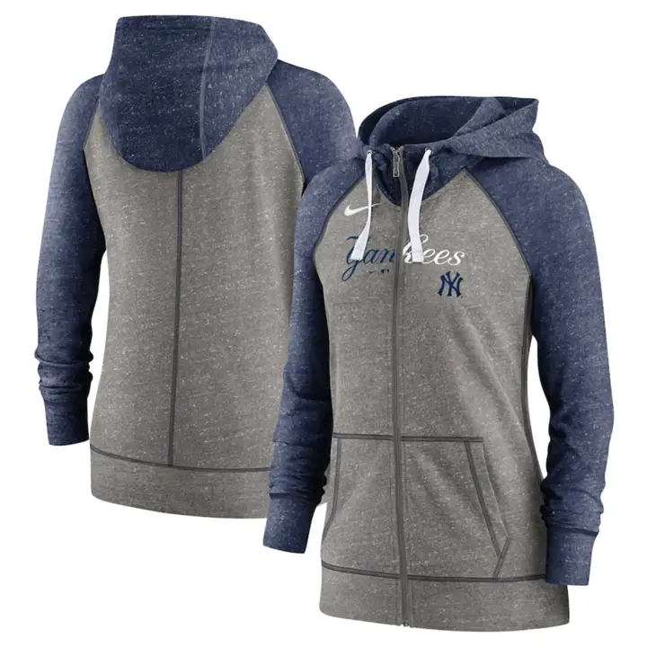 New York Yankees MLB W/LS Fz Gym Vntg Hoodie 22 gris