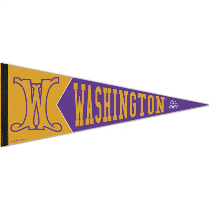 "Drapeau de qualité supérieure Washington Huskies 12\"x30\" - Rétro"