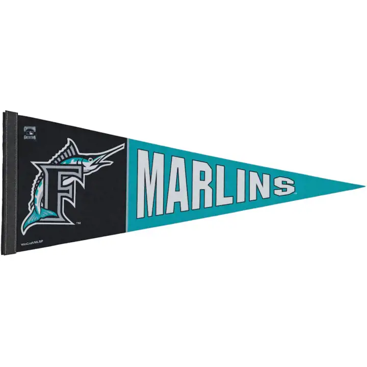 "Fanion haut de gamme Miami Marlins 12"x30" - Style rétro"