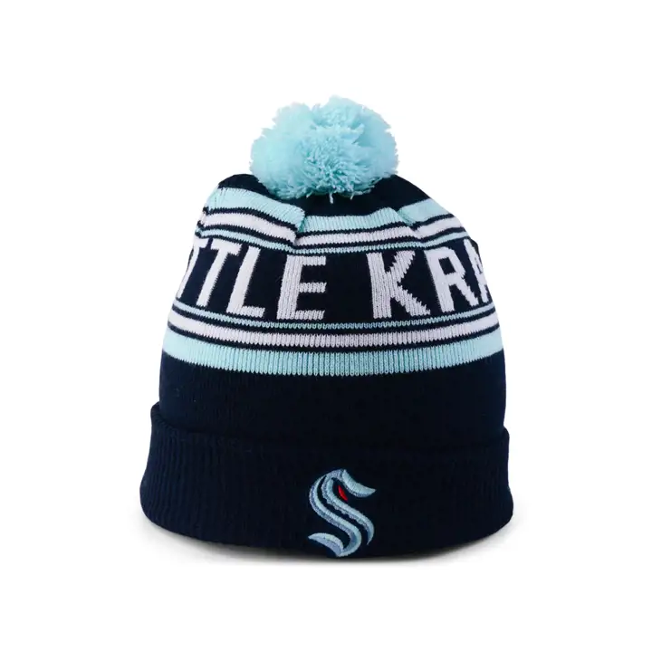Seattle Kraken LNH Jeunesse Tricoté avec Pompon Bleu Marine