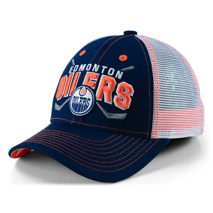 Casquette réglable en maille Edmonton Oilers NHL pour jeunes marine