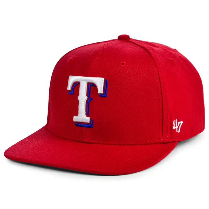 Casquette à visière plate ajustée rouge Texas Rangers MLB Sure Shot Captain