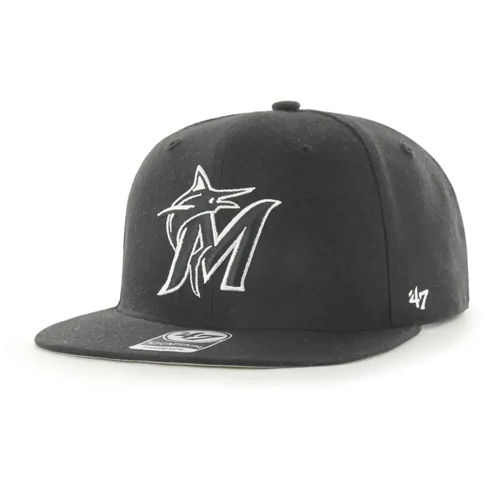 Casquette ajustée MLB '47 "No Shot" Miami Marlins noire et blanche