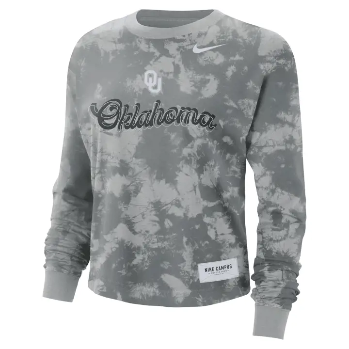T-shirt ample à manches longues tie-dye NCAA Oklahoma Sooners 21 GRY