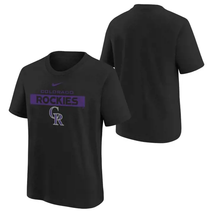 T-shirt en coton pour jeune MLB Colorado Rockies - Édition équipe - 22 Noir