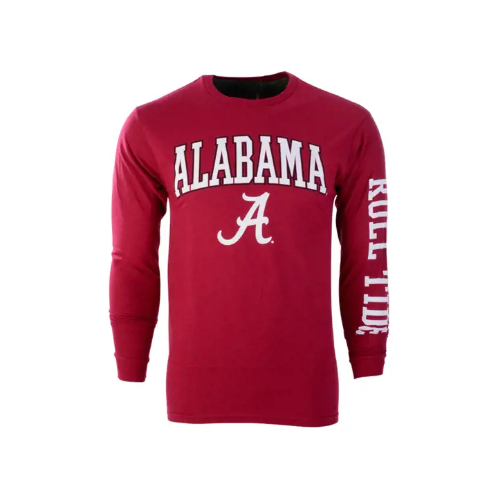 T-shirt à manches longues mi-longueur avec slogan « Crimson Tide de l'Alabama NCAA » crim