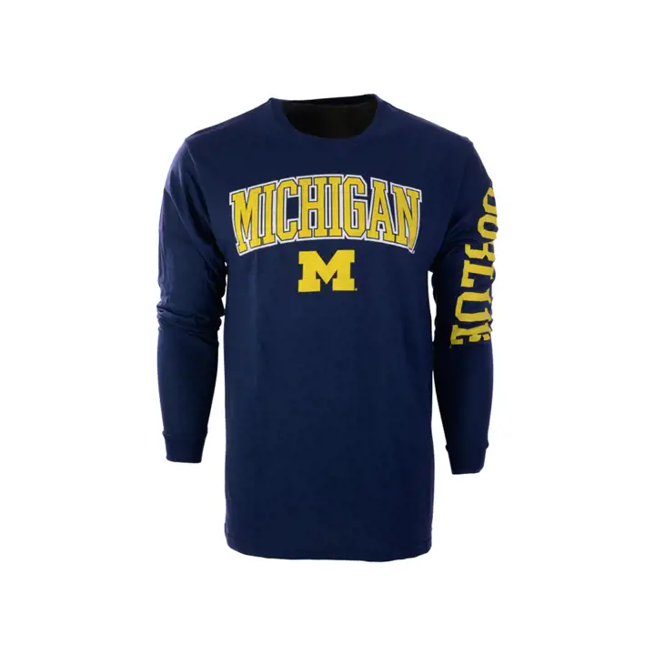 Michigan Wolverines NCAA Midsize Slogan LS T-Shirt Navy