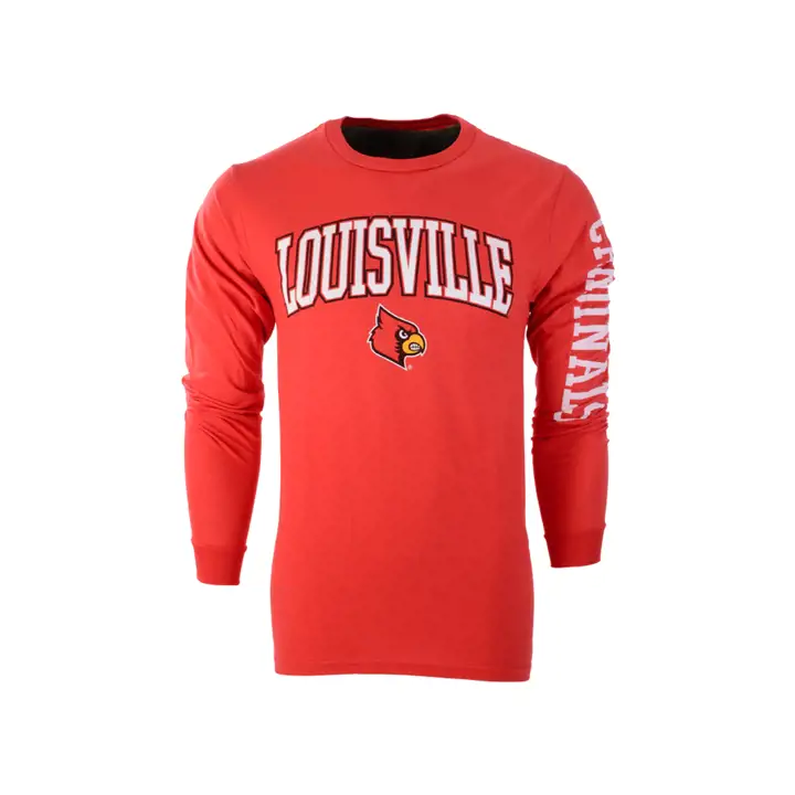 T-shirt manches longues à slogan de taille moyenne NCAA Louisville Cardinals rouge