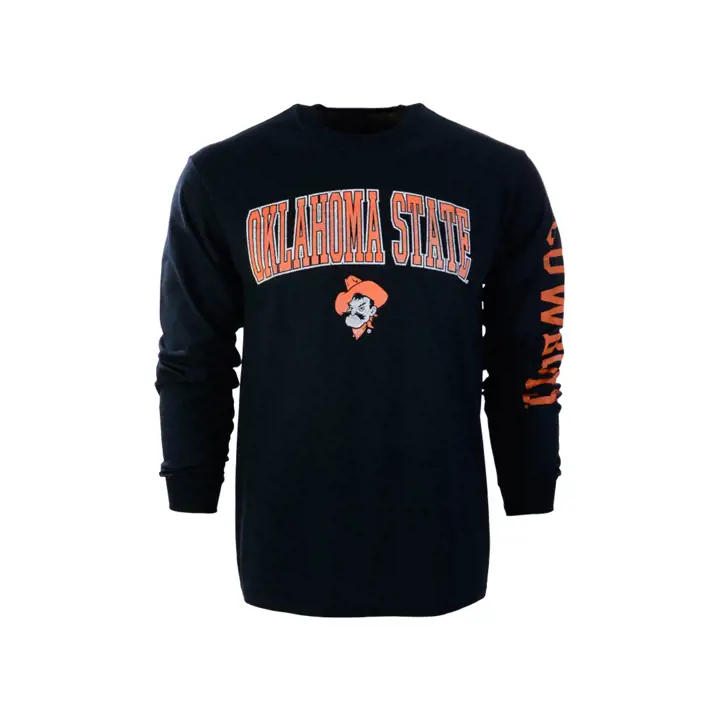 T-shirt à manches longues noir à slogan mi-taille Oklahoma State Cowboys NCAA