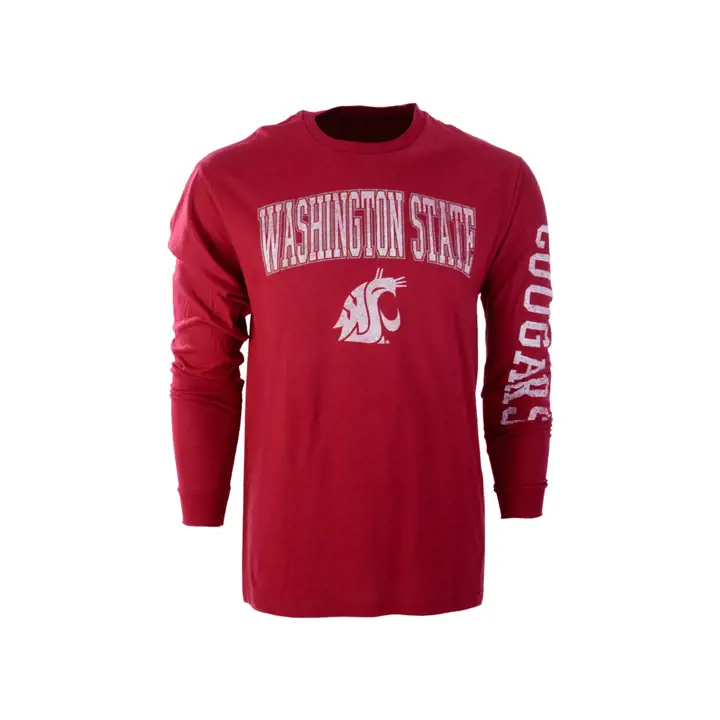 T-shirt à manches longues à slogan de taille moyenne Washington State Cougars NCAA crim