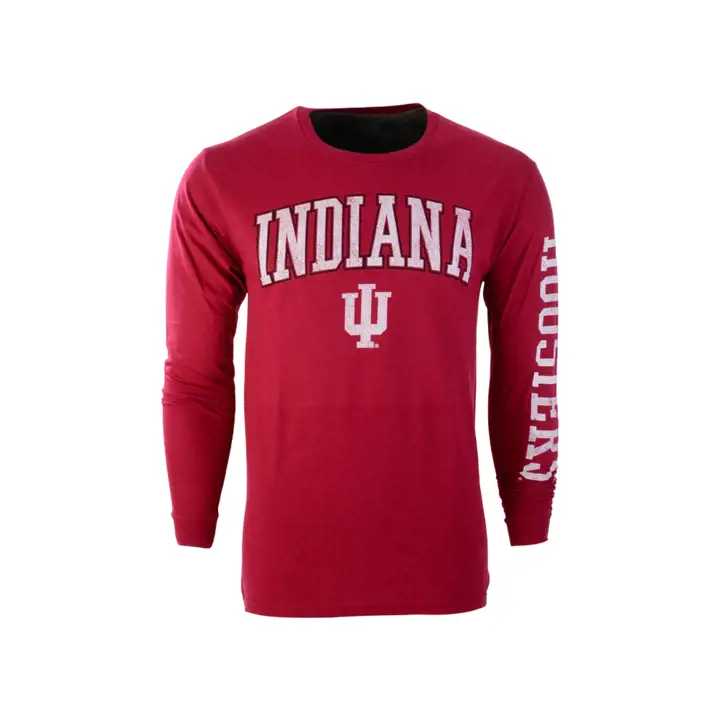 T-shirt à manches longues de taille moyenne avec slogan Indiana Hoosiers NCAA