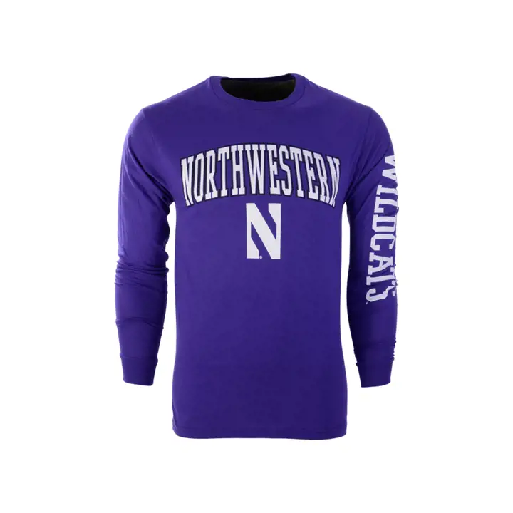 T-shirt à manches longues Northwestern Wildcats NCAA (taille moyenne) avec slogan, violet