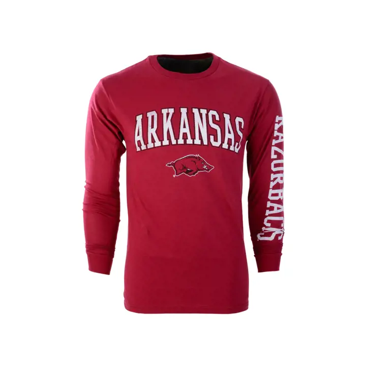 T-shirt à manches longues motif slogan "Arkansas Razorbacks" (taille moyenne)