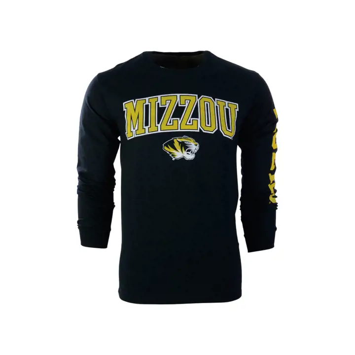 T-shirt à manches longues noir Missouri Tigers NCAA Slogan taille moyenne
