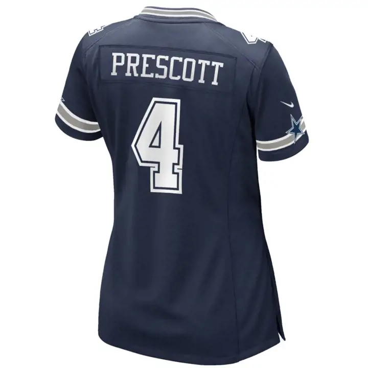 Maillot de match NFL pour femme Cowboys Dak Prescott marine