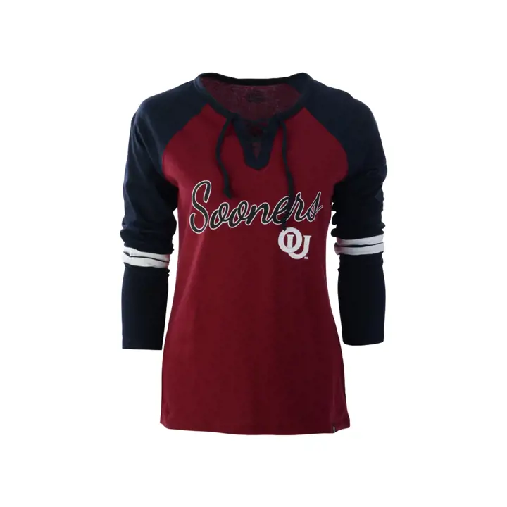 T-shirt à manches longues à lacets Oklahoma Sooners NCAA Fast Break femme
