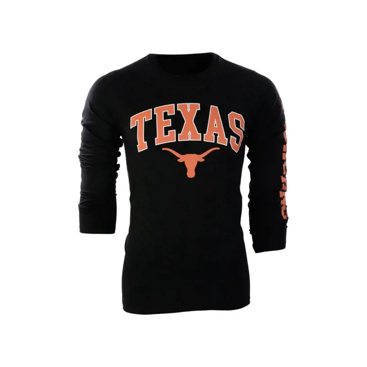 T-shirt Manches Longues Slogan Texas Longhorns NCAA Taille Moyenne Noir