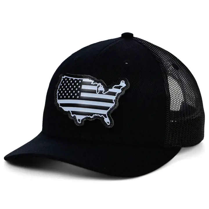 America BBW Cuir Écusson d'État Casquette de Routier Courbée Drapeau noir/blanc/