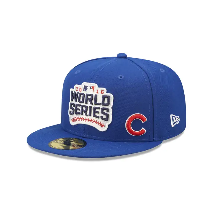 CHICAGO CUBS MLB PATCHED FLAWLESS 59FIFTY WS 2016 BLEU