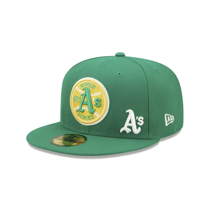 CASQUETTE OAKLAND ATHLETICS MLB PATCHED FLAWLESS 59FIFTY WS 1972 VERTE