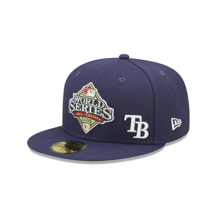 CASQUETTE AJUSTÉE 59FIFTY FLAWLESS DES RAYS DE TAMPA BAY MLB AVEC ÉCUSSON - SÉRIE MONDIALE 2008 - MARINE