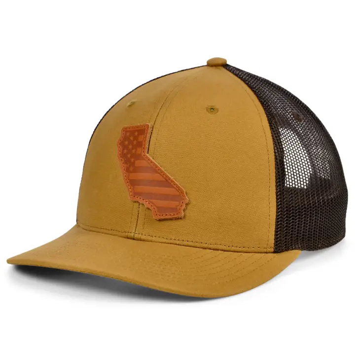 CALIFORNIA TN Toile Cuir USA Casquette Trucker TAN
