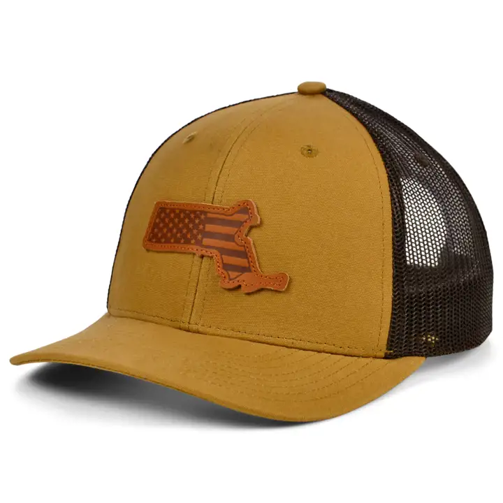 MASSACHUSETTS TN Toile Cuir USA Filet Trucker TAN