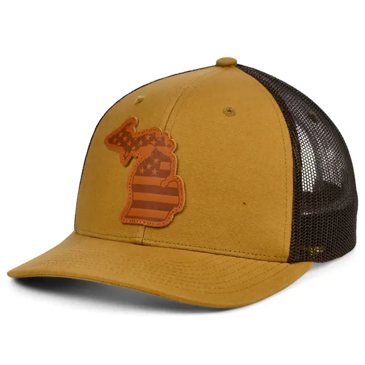 MICHIGAN TN Toile Cuir USA Trucker TAN
