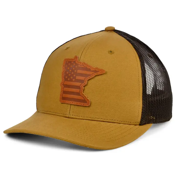 MINNESOTA TN Casquette de camionneur en toile et cuir USA TAN