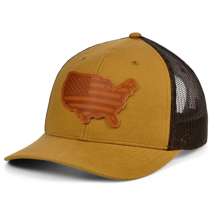 Casquette de Routier en Toile et Cuir USA TN Rempli TAN